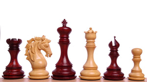 The Leo Series Luxury Chess Pieces in Staunton Pattern in African Padauk & Boxwood - 4.4 inch King