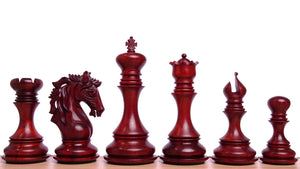 The Leo Series Luxury Chess Pieces in Staunton Pattern in African Padauk & Boxwood - 4.4 inch King