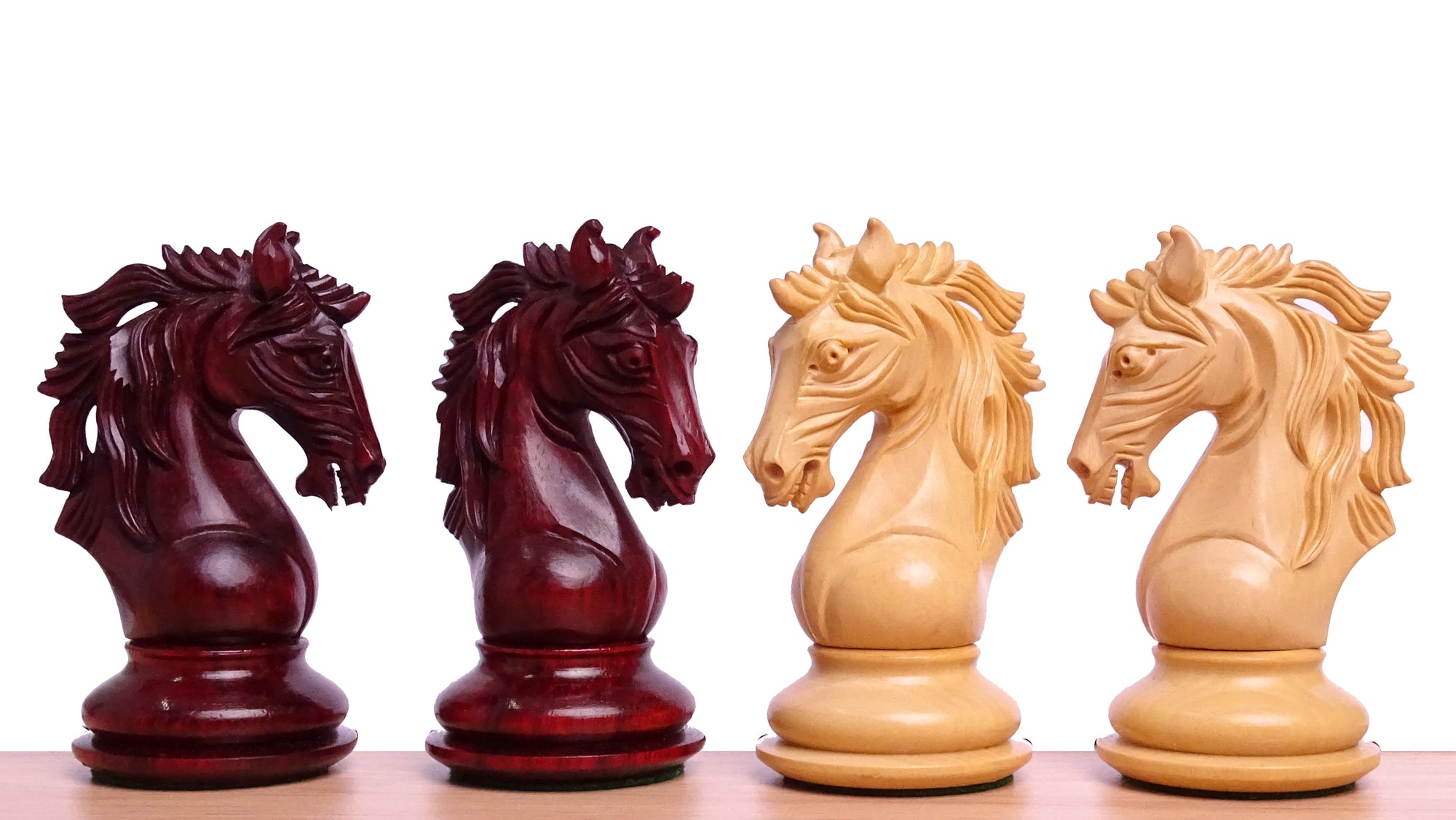 The Leo Series Luxury Chess Pieces in Staunton Pattern in African Padauk & Boxwood - 4.4 inch King