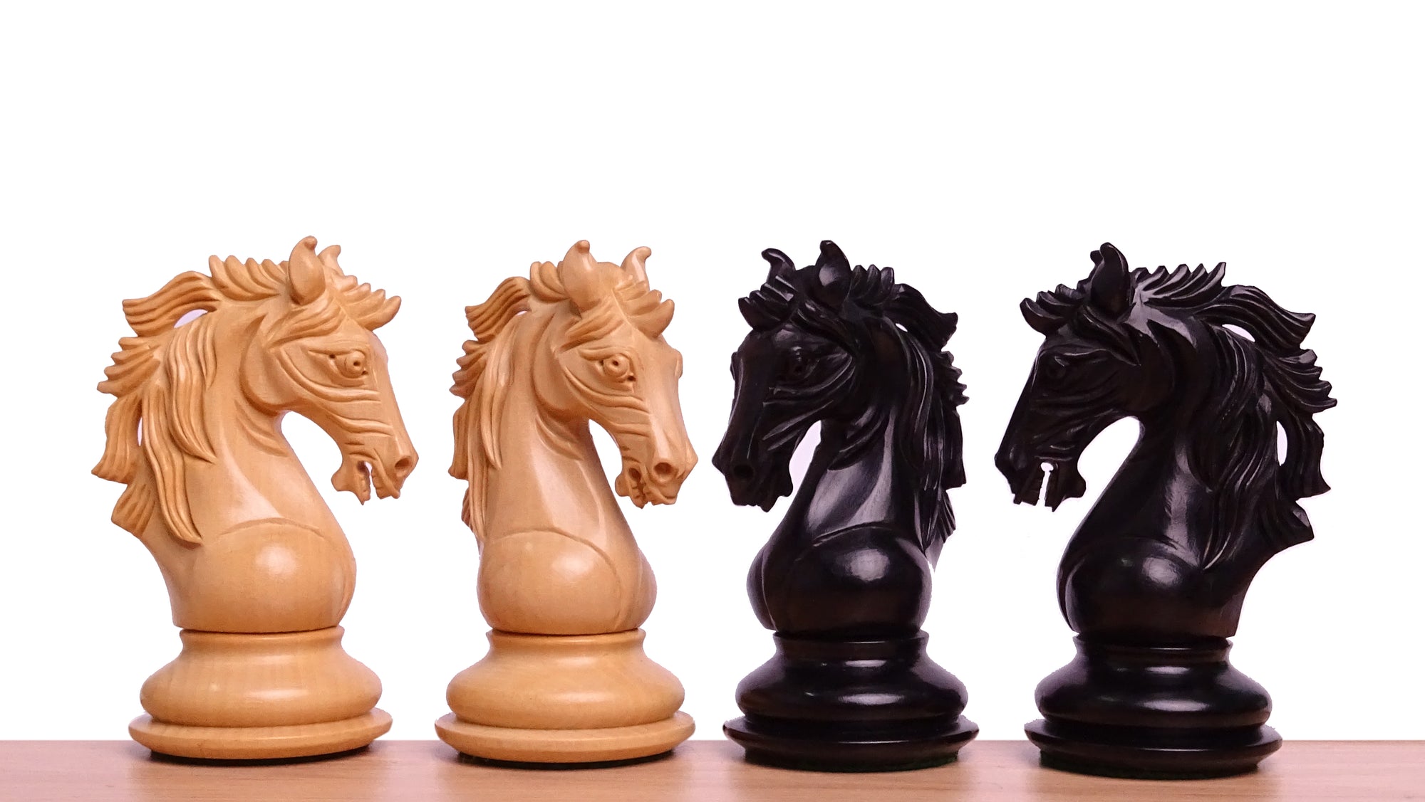 The Leo Series Luxury Triple Weighted Chess Pieces in Genuine Ebony Wood & Boxwood - 4.4 inch King