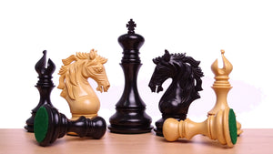 The Leo Series Luxury Triple Weighted Chess Pieces in Genuine Ebony Wood & Boxwood - 4.4 inch King