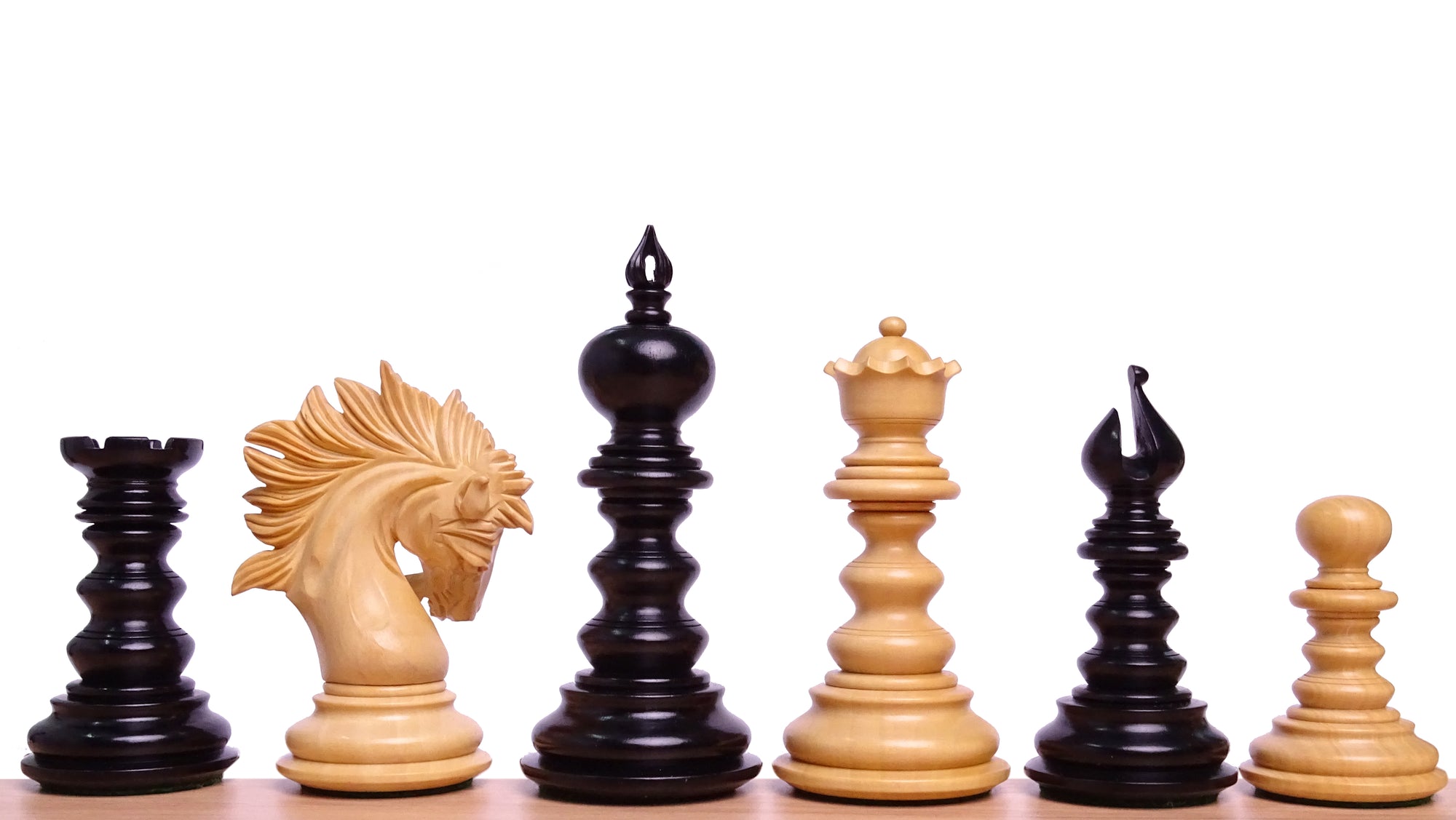 The Zeus Series 4.2 Inch Luxury Chess Pieces Triple Weighted in Ebony Wood and Boxwood - 2150 Gram Weight