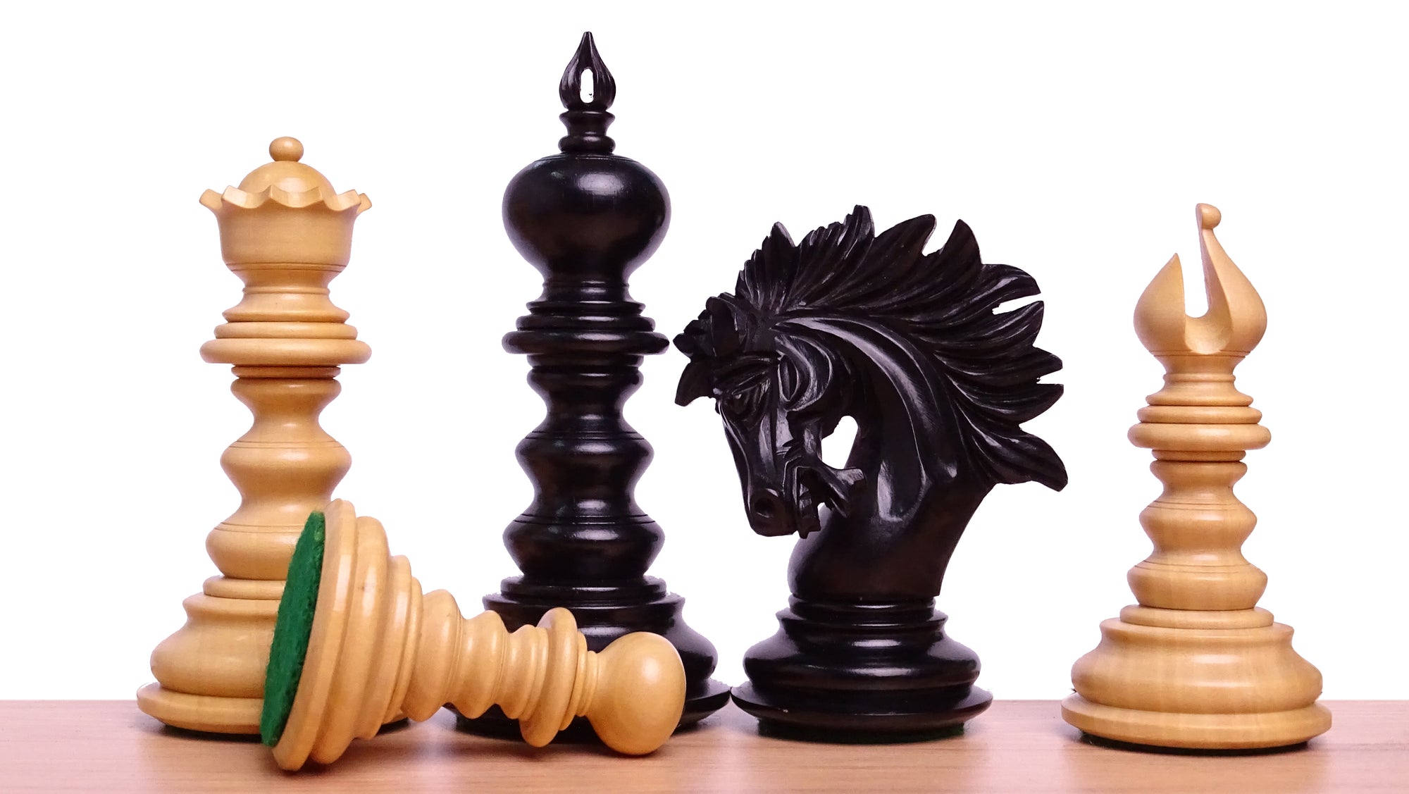 The Zeus Series 4.2 Inch Luxury Chess Pieces Triple Weighted in Ebony Wood and Boxwood - 2150 Gram Weight