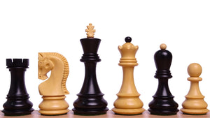 1959 World Chess Championship Russian Zagreb Chess Pieces in Ebonized Boxwood / Natural Boxwood - 3.8" King