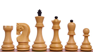 1959 World Chess Championship Russian Zagreb Chess Pieces in Ebonized Boxwood / Natural Boxwood - 3.8" King