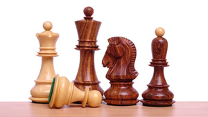 3.7 inch 1950 Dubrovnik Championship Weighted Chess Pieces in Sheesham & Boxwood