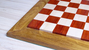 Solid Wooden Indian Chess Board in African Padauk Wood & Maple Wood with Sheesham Wood Border 23" - 57 mm Square