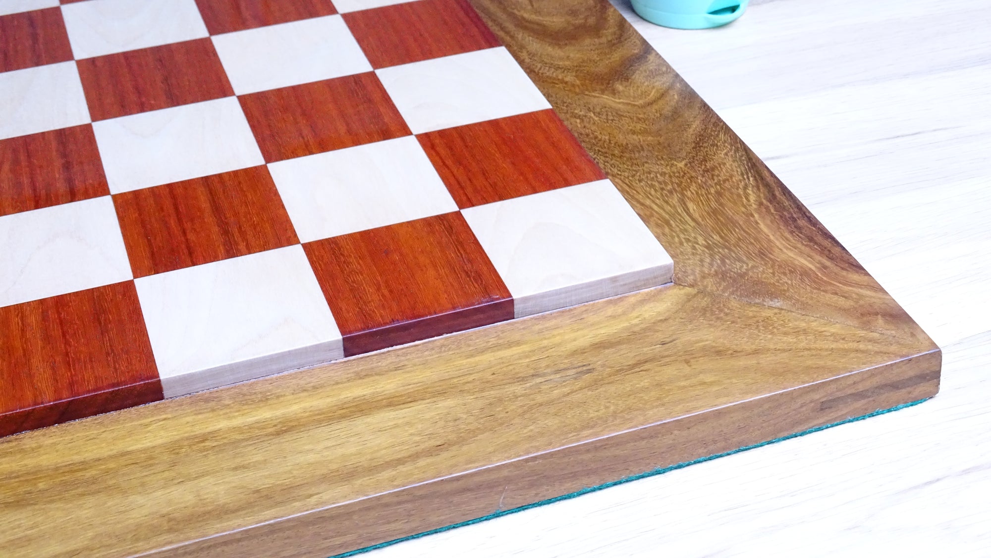 Solid Wooden Indian Chess Board in African Padauk Wood & Maple Wood with Sheesham Wood Border 23" - 57 mm Square