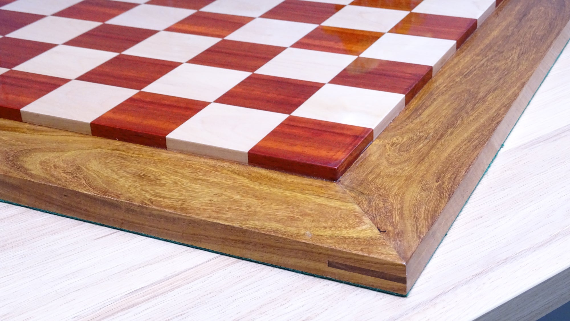 Solid Wooden Indian Chess Board in African Padauk Wood & Maple Wood with Sheesham Wood Border 23" - 57 mm Square