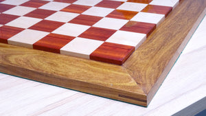 Solid Wooden Indian Chess Board in African Padauk Wood & Maple Wood with Sheesham Wood Border 23" - 57 mm Square