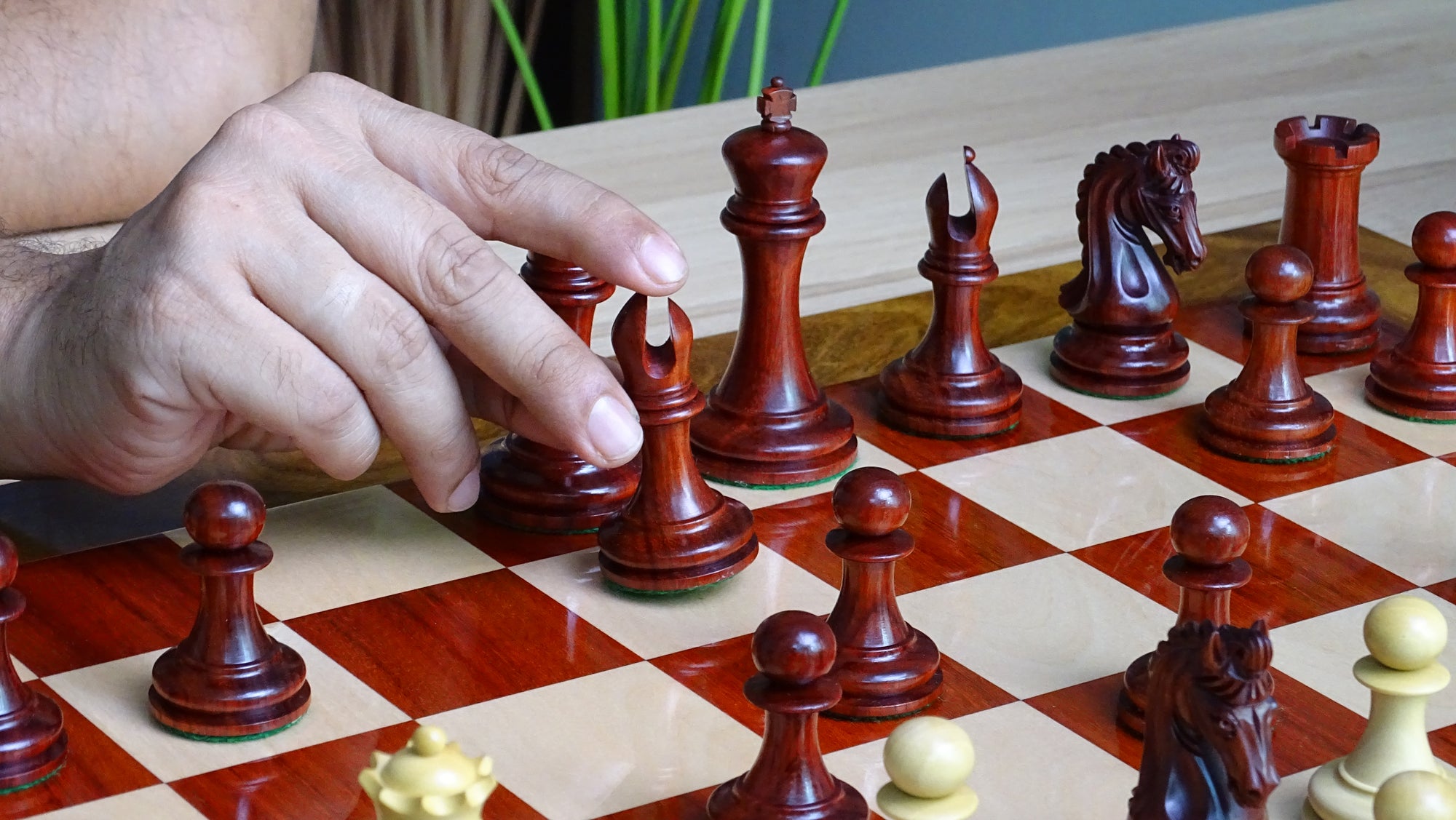 Triple Weighted Repro Original Imperial Chess Pieces in Padauk & Boxwood - 3.7" Inch