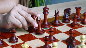 Triple Weighted Repro Original Imperial Chess Pieces in Padauk & Boxwood - 3.7" Inch