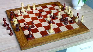 Triple Weighted Repro Original Imperial Chess Pieces in Padauk & Boxwood - 3.7" Inch