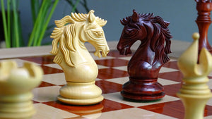 The Leo Series Luxury Chess Pieces in Staunton Pattern in African Padauk & Boxwood - 4.4 inch King