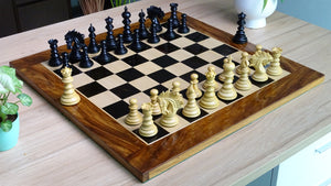 The Zeus Series 4.2 Inch Luxury Chess Pieces Triple Weighted in Ebony Wood and Boxwood - 2150 Gram Weight