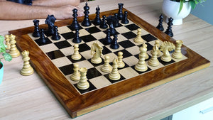 The Zeus Series 4.2 Inch Luxury Chess Pieces Triple Weighted in Ebony Wood and Boxwood - 2150 Gram Weight