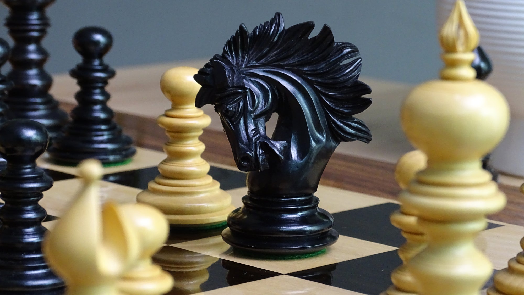 The Zeus Series 4.2 Inch Luxury Chess Pieces Triple Weighted in Ebony Wood and Boxwood - 2150 Gram Weight