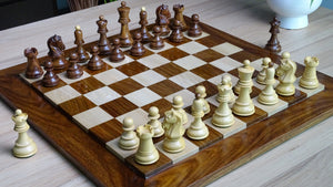 3.7 inch 1950 Dubrovnik Championship Weighted Chess Pieces in Sheesham & Boxwood