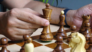 3.7 inch 1950 Dubrovnik Championship Weighted Chess Pieces in Sheesham & Boxwood