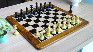 Repro 1904 American Chess Company's Tournament Chess Pieces in Black Ebonized & Natural Boxwood - Extra Queens