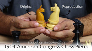 Repro 1904 American Chess Company's Tournament Chess Pieces in Black Ebonized & Natural Boxwood - Extra Queens