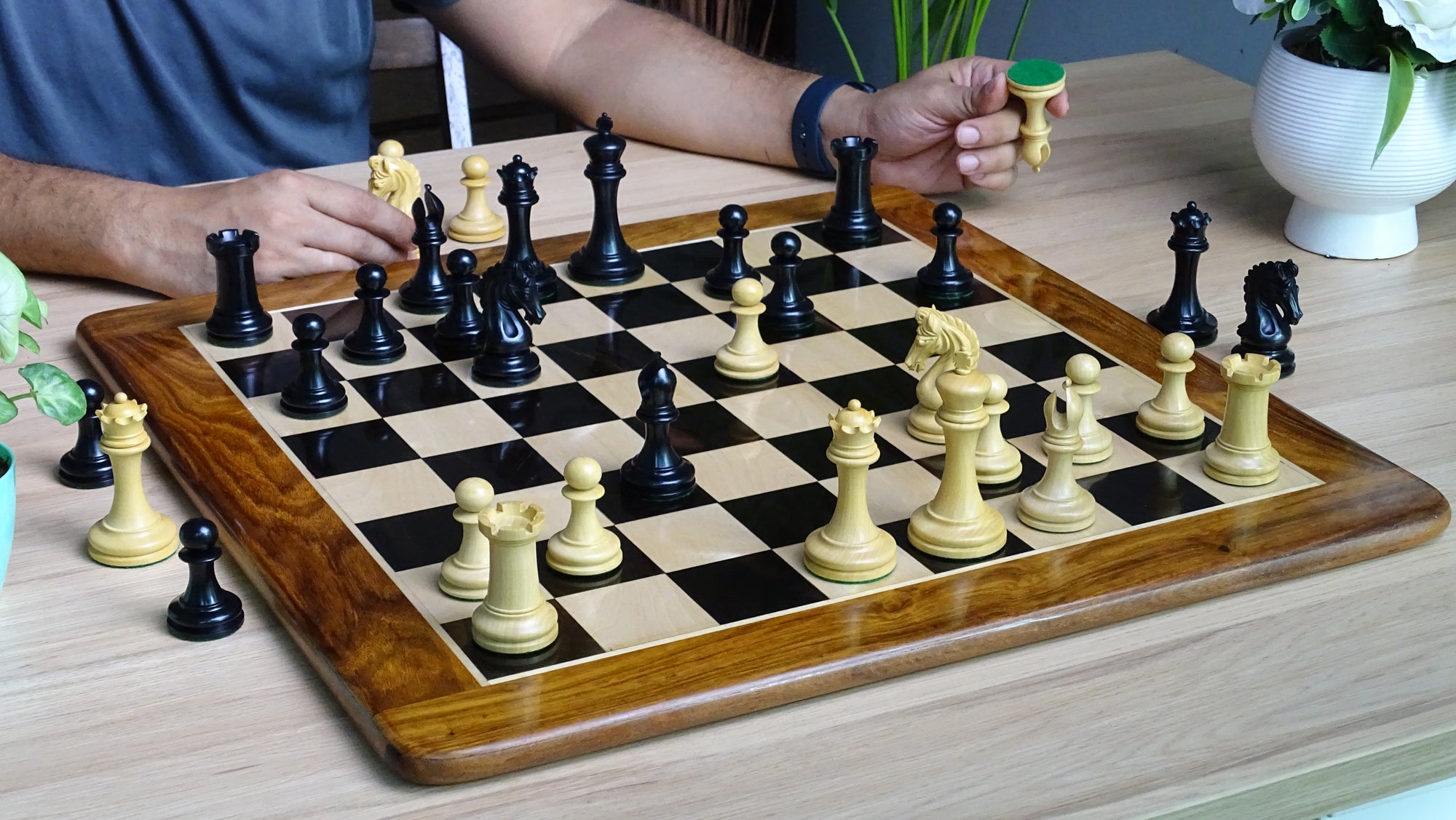 Triple Weighted Repro Original Imperial Chess Pieces in Ebony & Boxwood - 3.7" King