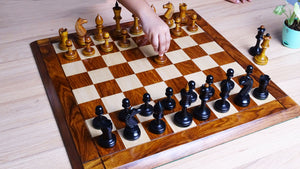 The Repro of Averbakh 1949 Moscow Chess Championship Chess Pieces in Ebonized & Antiqued Boxwood - 4.20 inch King