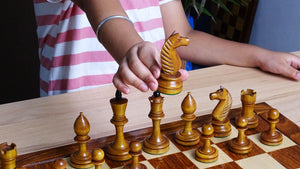 The Repro of Averbakh 1949 Moscow Chess Championship Chess Pieces in Ebonized & Antiqued Boxwood - 4.20 inch King