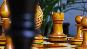 The Repro of Averbakh 1949 Moscow Chess Championship Chess Pieces in Ebonized & Antiqued Boxwood - 4.20 inch King