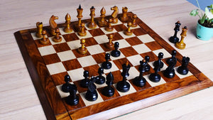 The Repro of Averbakh 1949 Moscow Chess Championship Chess Pieces in Ebonized & Antiqued Boxwood - 4.20 inch King