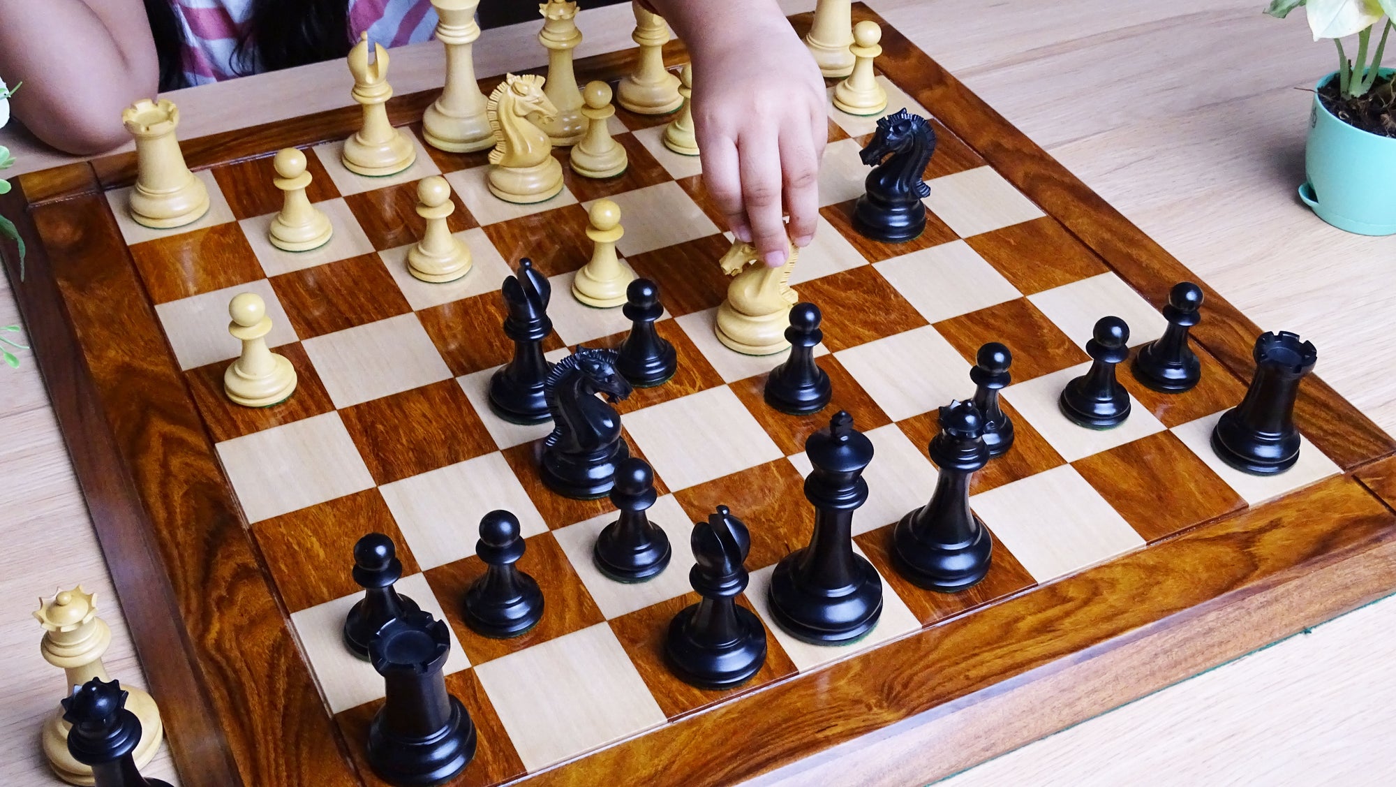 Repro of 2017 Sinquefield Cup Craftsman Triple Weighted Chess Pieces in Ebony/Boxwood - 3.75 inch King