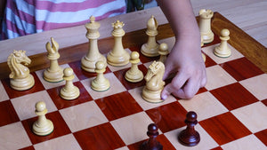 Repro of 2017 Sinquefield Cup Craftsman Triple Weighted Chess Pieces in Padauk Wood & Boxwood - 3.75 inch King