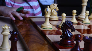 Repro of 2017 Sinquefield Cup Craftsman Triple Weighted Chess Pieces in Padauk Wood & Boxwood - 3.75 inch King