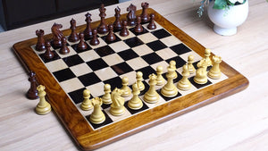 The Supreme Series Staunton Weighted Chess Pieces in Acacia Wood & Indian Boxwood - 4 inch King