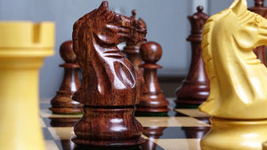 The Supreme Series Staunton Weighted Chess Pieces in Acacia Wood & Indian Boxwood - 4 inch King