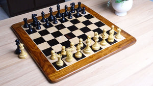 The Judit Polgar Repro Staunton Weighted Tournament Chess Pieces in Ebonized Boxwood - 3.75 Inch King