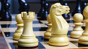 The Judit Polgar Repro Staunton Weighted Tournament Chess Pieces in Ebonized Boxwood - 3.75 Inch King