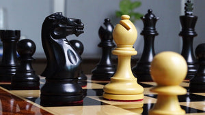 The Judit Polgar Repro Staunton Weighted Tournament Chess Pieces in Ebonized Boxwood - 3.75 Inch King