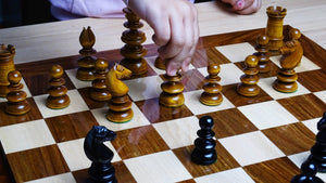 Circa 1840 Pre-Staunton Calvert Library Size 3.3 Inch Chessmen in Genuine Ebony & Antiqued Boxwood - 900 grams