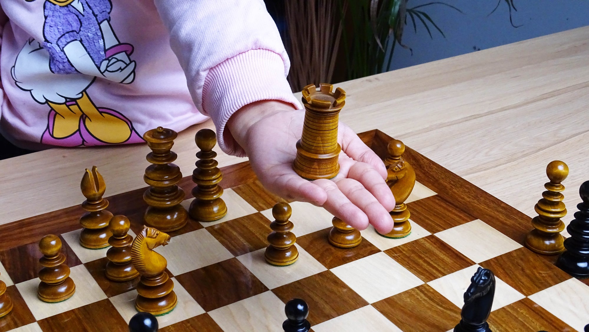 Circa 1840 Pre-Staunton Calvert Library Size Chessmen in Genuine Ebony & Antiqued Boxwood - 3.3 Inch King