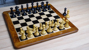 The Supreme Series Staunton Weighted Chess Pieces in Black Ebonized Wood & Boxwood - 4 inch King