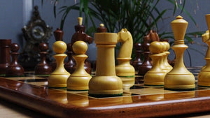 The Soviet Era 1950s Botvinnik Tournament Weighted Chess Pieces in Sheesham & Boxwood - 4.4 inch King