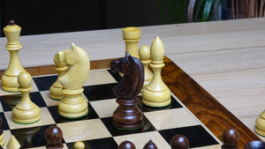 Circa 1930s "Leningrad Schoolboy" Soviet Chess Pieces in Sheesham & Boxwood - 4.2 inch King