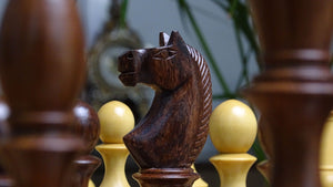 Circa 1930s "Leningrad Schoolboy" Soviet Chess Pieces 4.2 inch King in Sheesham & Boxwood - 1530 Grams