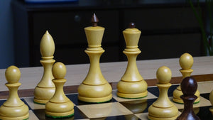 Circa 1930s "Leningrad Schoolboy" Soviet Chess Pieces in Sheesham & Boxwood - 4.2 inch King