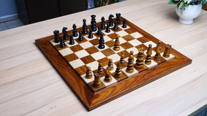 Circa 1840 Pre-Staunton Calvert Library Size Chessmen in Genuine Ebony & Antiqued Boxwood - 3.3 Inch King