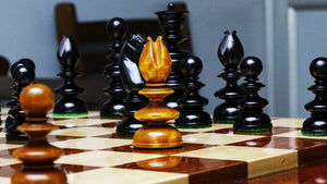 Circa 1840 Pre-Staunton Calvert Library Size Chessmen in Genuine Ebony & Antiqued Boxwood - 3.3 Inch King