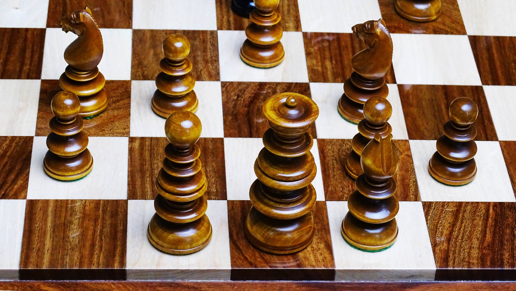 Circa 1840 Pre-Staunton Calvert Library Size 3.3 Inch Chessmen in Genuine Ebony & Antiqued Boxwood - 900 grams