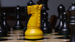 The Repro of 1973 Petropolis Interzonal Tournament World Chess Championship Weighted Chessmen in Antique Boxwood - 4.25 " King