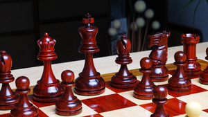 The Repro of 1973 Petropolis Interzonal Tournament World Chess Championship Weighted Chessmen in Padauk & Boxwood - 4.25 " King